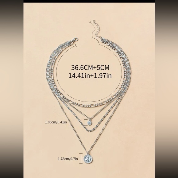 Silver Layered Choker Necklace - Picture 2 of 2